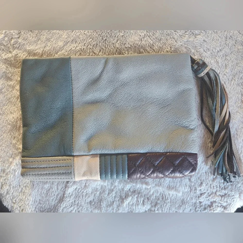 Gorgeous Margot Patchwork Clutch With Tassle Leat… - image 3